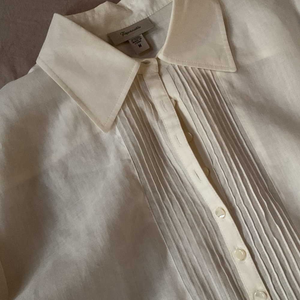 Faconnable cream linen blouse, Medium - Picture 2 of 5